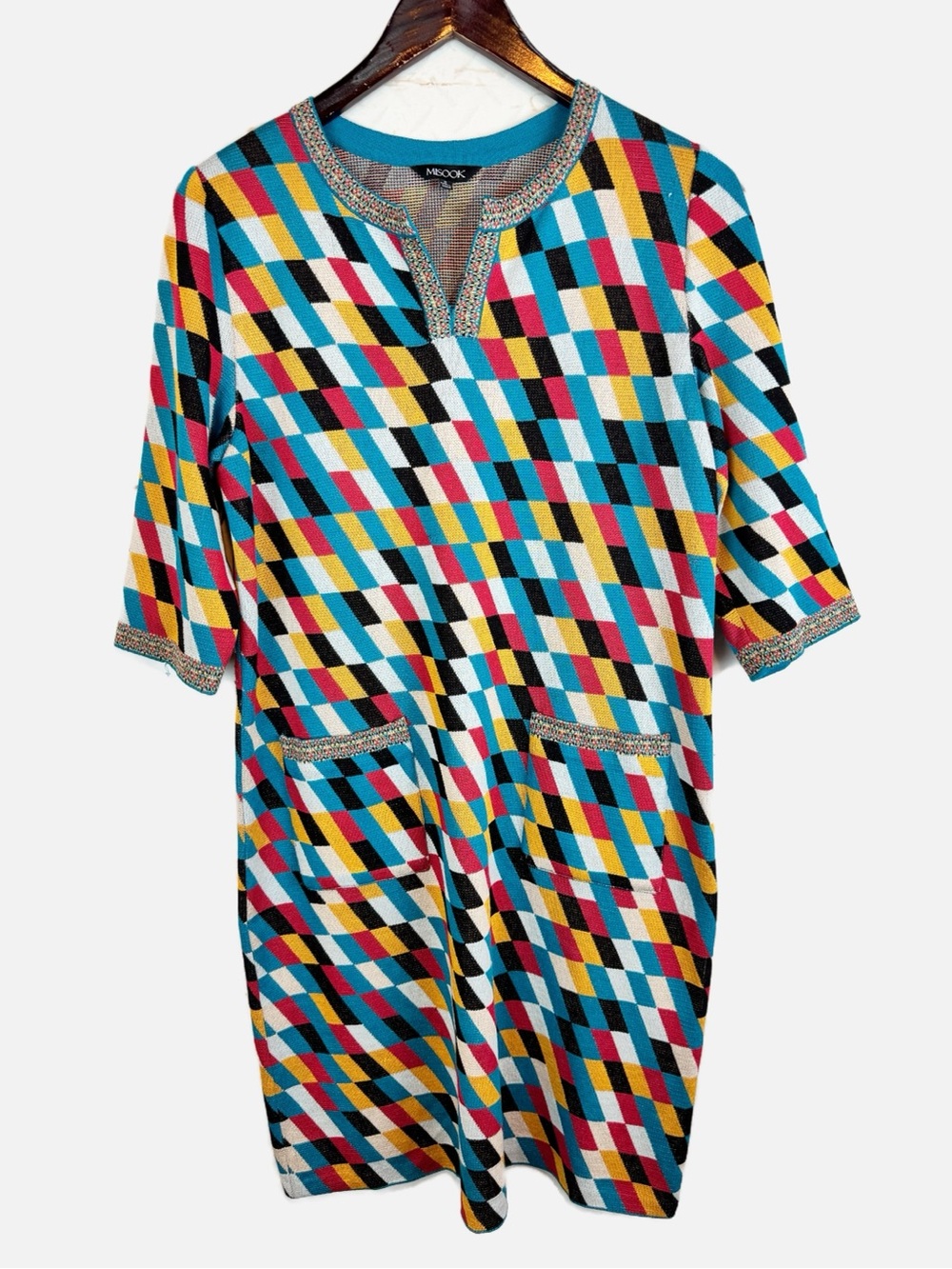 Misook | Geometric Pattern Sweater Dress, S